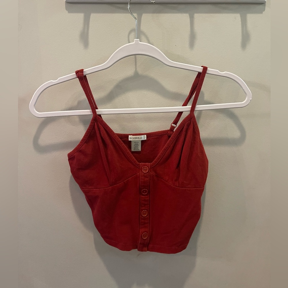 Dark red cropped tank top